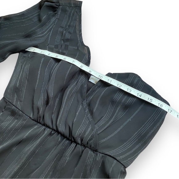 ASTR Black Metallic Stripe Chiffon Overlay One Shoulder Blouse | Size M - Picture 11 of 14